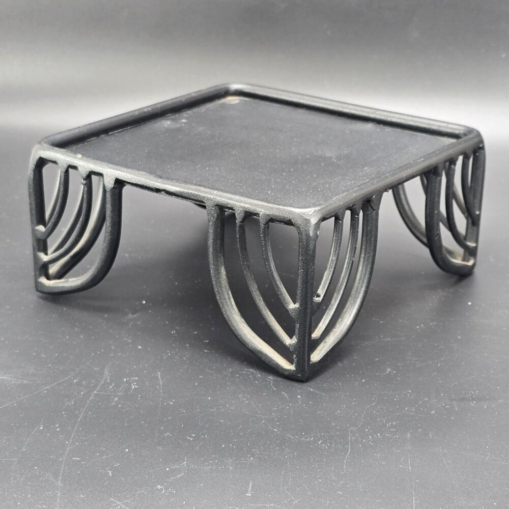 Cast Iron Square Trivet Stand Elegant Arched Legs Candle Figurines Art JE404